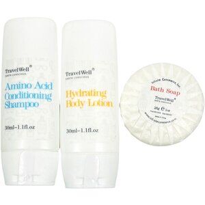 TravelWell Conditioning Shampoo / Hydrating Body Lotion / Soap - Travel Pack